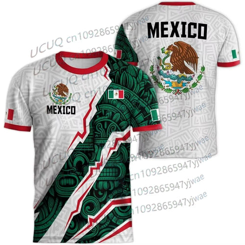 2026 Mexico National Flag Print T-shirt - White/Gray