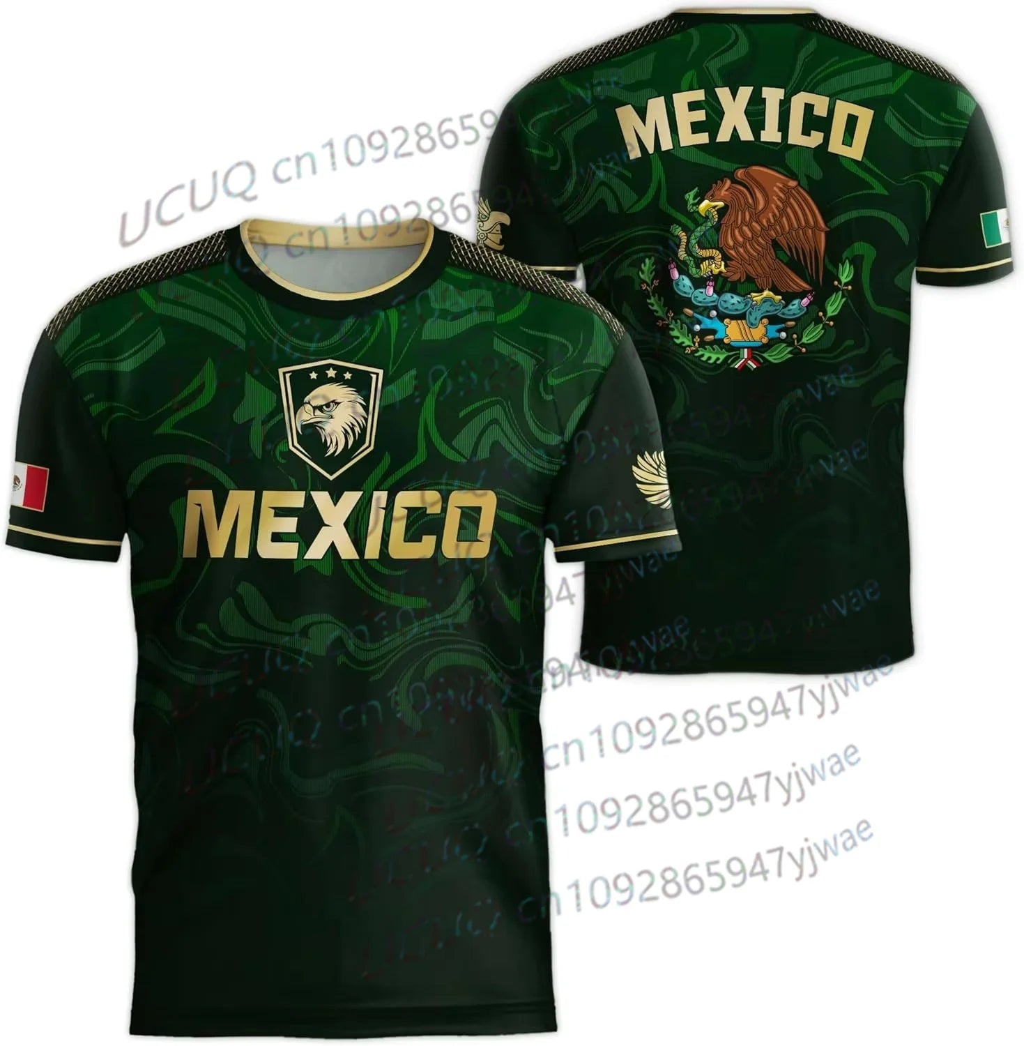 2026 Mexico National Flag Print T-shirt - Green Ombre